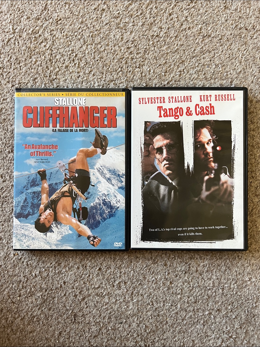 Tango & Cash + Cliffhanger DVD Set / x2 Sylvester Stallone Movies